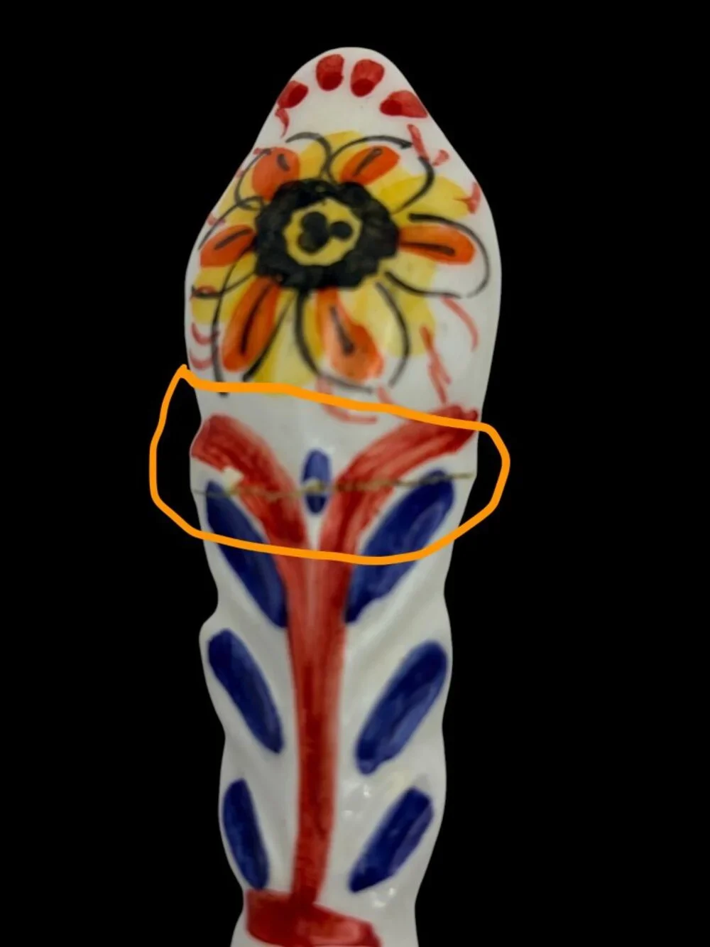 Italian Hand-Painted Ceramic & Wood Salad Server Set–VTG Floral Serving Utensils